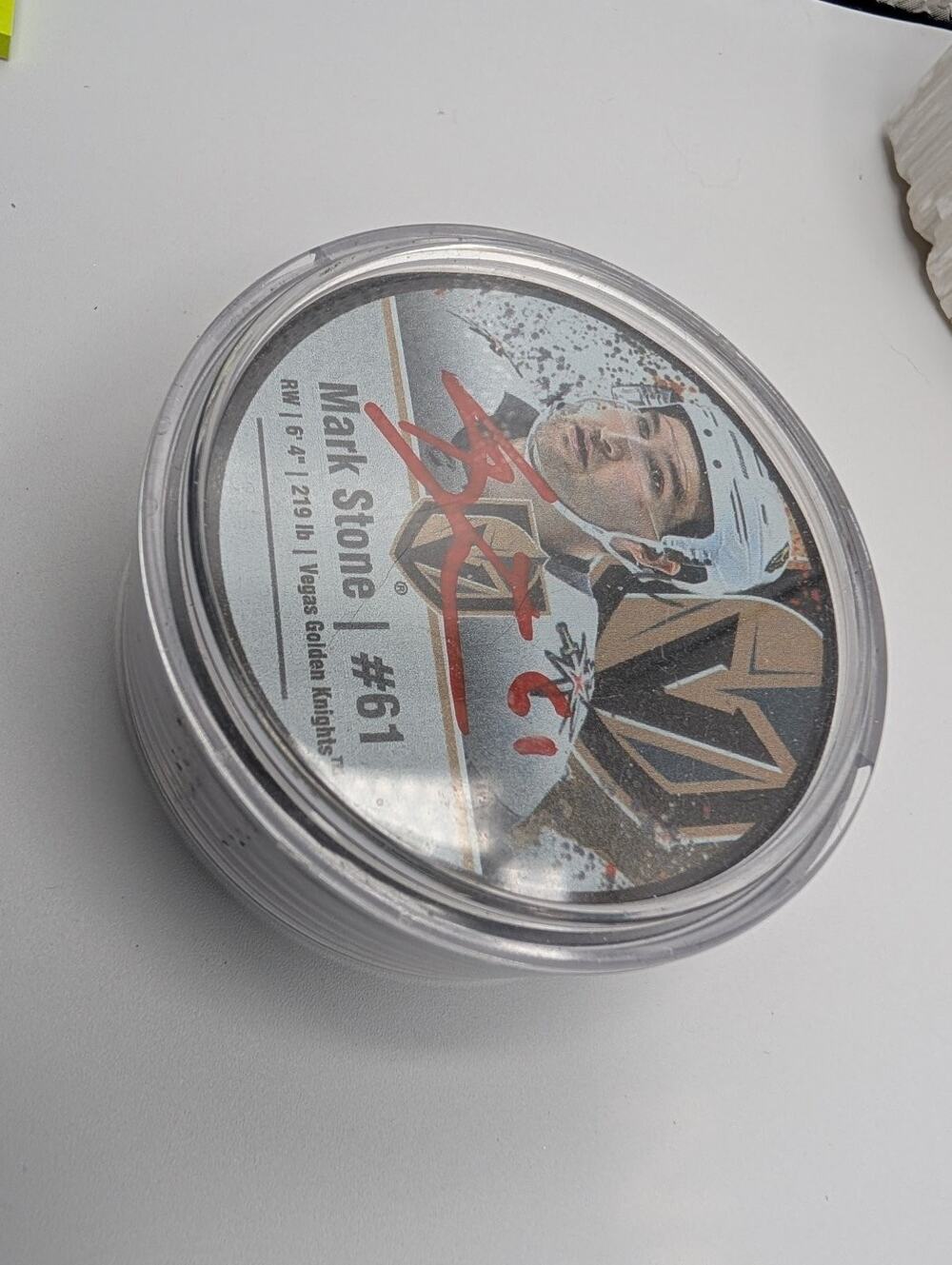 Mark Stone Autograph Vegas Golden Knights InMotionCo NHL Hockey PUCK#61
